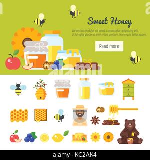 template for banner with honey Stock Vector