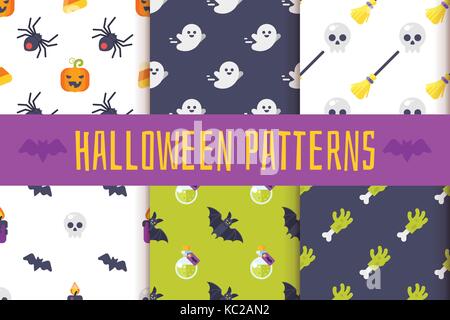 set of Halloween patterns Stock Vector