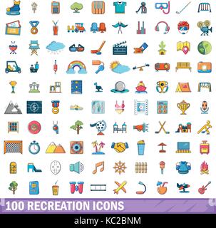 100 recreation icons set, cartoon style Stock Vector Image & Art - Alamy