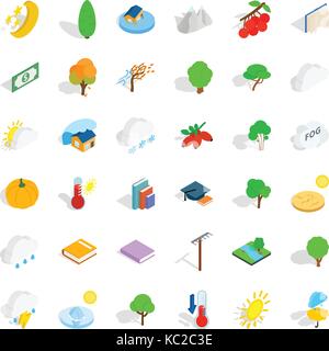 Pumpkin icons set, isometric style Stock Vector