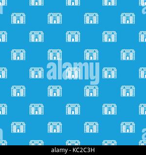 Large two-storey house pattern seamless blue Stock Vector