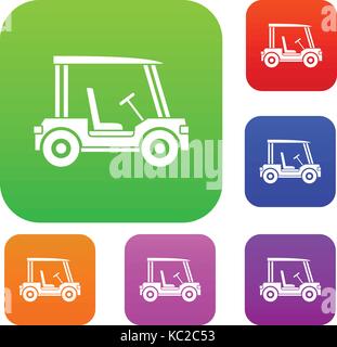 Golf club vehicle set color collection Stock Vector