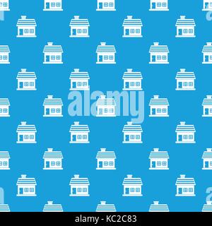 One-storey house pattern seamless blue Stock Vector
