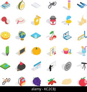 Vegetable icons set, isometric style Stock Vector