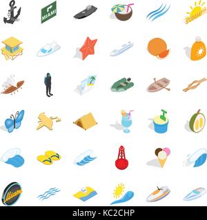 Paddle icons set, isometric style Stock Vector