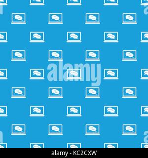 Speech bubbles on laptop screen pattern seamless blue Stock Vector