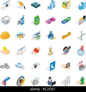 Gear icons set, isometric style Stock Vector