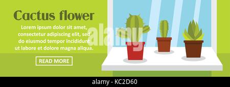 Cactus flower banner horizontal concept Stock Vector