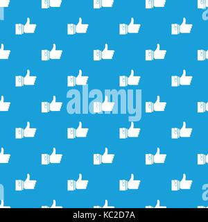 Thumbs up pattern seamless blue Stock Vector