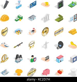 Corporate icons set, isometric style Stock Vector