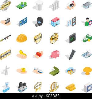 Firm icons set, isometric style Stock Vector