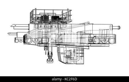 Overhead crane sketch. Vector Stock Vector