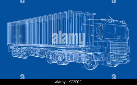 Truck with semitrailer. Vector Stock Vector