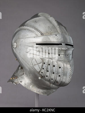 Armet, ca. 1535, German, Steel, brass, H. 11 1/2 in. (29.2 cm); W. 9 1/4 in. (23.5 cm); D. 13 in. (33 cm); Wt. 8 lb. 2.4 oz. (36 Stock Photo