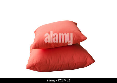 Red pillows isolated on white background. Stock Photo