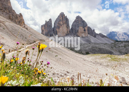 Europe, Italy, Dolomites. Tre Cime di Lavaredo, the iconic shape of the Dolomites. Stock Photo