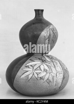 Bottle, 19th century, Japan, Clay partly covered with a Seto glaze; the remaining part decorated and covered with a transparent Stock Photo