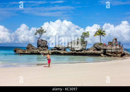 BORACAY, PHILIPPINES - 16 SEP 2015: Willy's rock on a beach at Boracay, Philippines Stock Photo