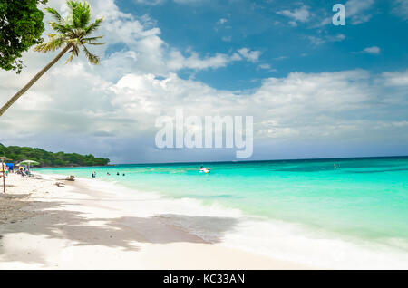 View on paradies beach of Playa Blanca on Island Baru by Cartagena in Colombia Stock Photo