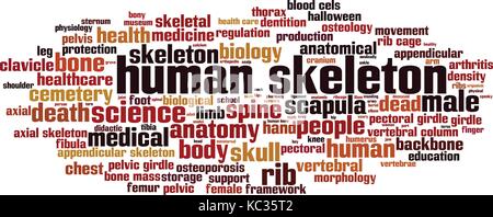 Human skeleton word cloud concept. Vector illustration Stock Vector