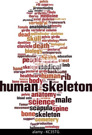 Human skeleton word cloud concept. Vector illustration Stock Vector