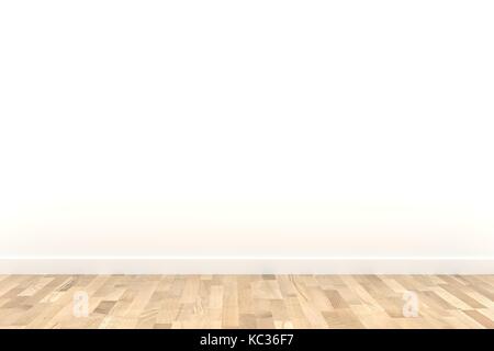 white room with wood floor in 3D rendering Stock Photo