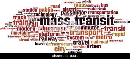 Mass transit word cloud concept. Vector illustration Stock Vector
