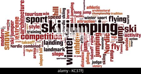 Ski jumping word cloud concept. Vector illustration Stock Vector