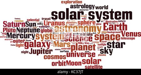 Solar system word cloud concept. Vector illustration Stock Vector