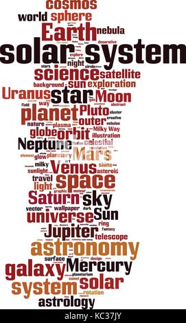 Solar system word cloud concept. Vector illustration Stock Vector