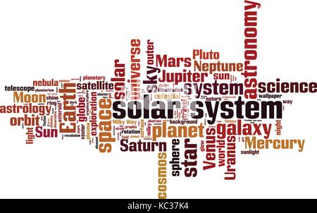 Solar system word cloud concept. Vector illustration Stock Vector