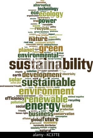 Sustainability word cloud concept. Collage made of words about sustainability. Vector illustration Stock Vector