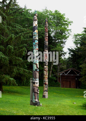 Totem poles, Totem Bight State Historical Park, Ketchikan, Alaska, USA. Stock Photo