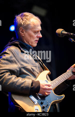 The American rock band Television performs a live concert at the Norwegian music festival Bergenfest 2014. The band is considered influential in the development of the punk and alternative rock music with band members from the 1970’s New York rock scene. Here guitarist and singer Tom Verleine is pictured on stage. Norway, 12/06 2014. Stock Photo