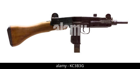 Very old submachine gun isolated on a white background Stock Photo