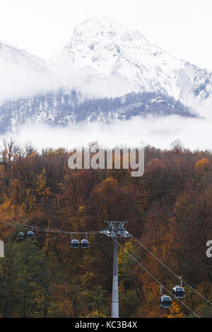 Modern cableway in the mountains Stock Photo