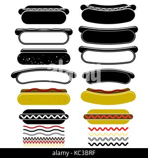 Set of Different Hot Dogs Stock Vector