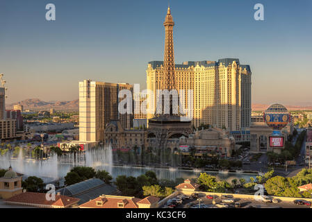 World famous Las Vegas Strip at sunset in Las Vegas, USA. Stock Photo