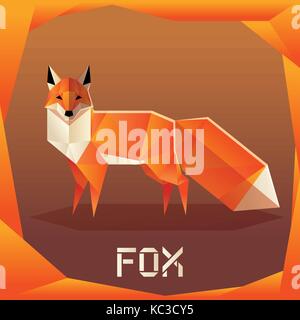 Origami orange Fox Stock Vector