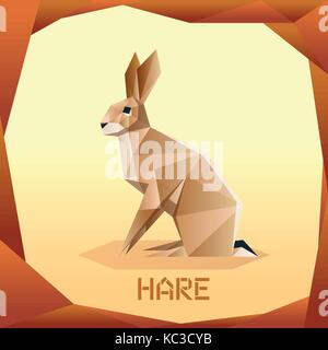 Origami brown Hare Stock Vector
