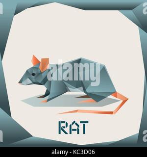 Origami grey Rat Stock Vector