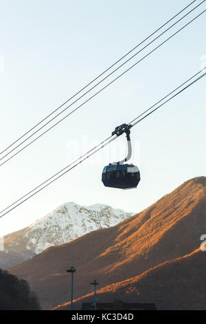 Modern cableway in the mountains Stock Photo