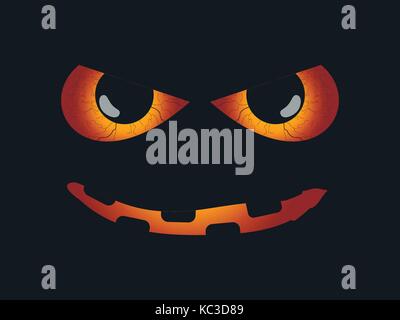 Scary face. Evil scary eyes, black pupils. Halloween element for design. Vector illustration Stock Vector