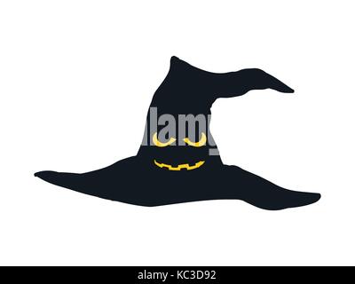 Halloween hat with eyes and mouth. Scary hat isolated on white background. Vector illustration Stock Vector