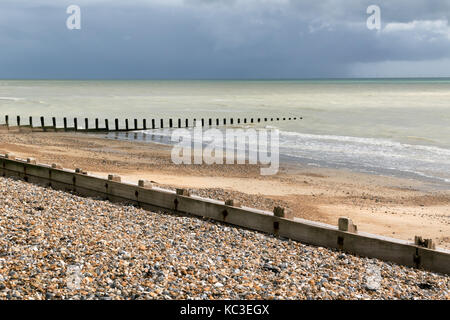 Stormy weather over Climping Beach in West Sussex Stock Photo