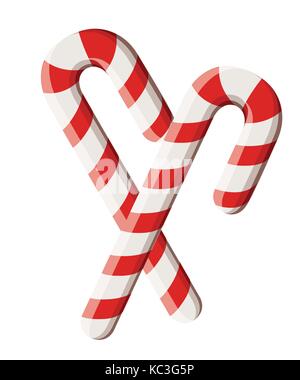 Colorful sweets icons set - candy cane marshmallow spiral lollipop lemon vector illustration. Vector set with different red and white candies. Stock Vector