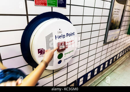 London underground Help Point, Help Point London underground, Help Point emergency information and fire alarm, fire alarm help point, London UK Stock Photo