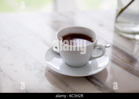 cup of coffee on marble table Stock Photo