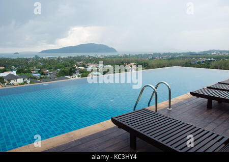 The swimming pool on the top hotels, sea view. Stock Photo