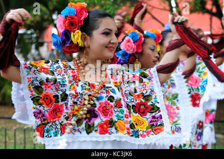 VALLADOLID, MEXICO - MARCH 21:  Dancers on streets of Mexican cities on March 21, 2013 Stock Photo